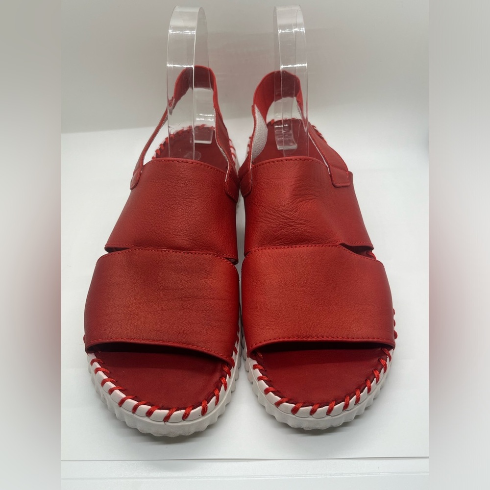 ERIC MICHAEL SOLA SANDAL RED LEATHER WOMENS SIZE 40 EU & US SIZE 8.5-9